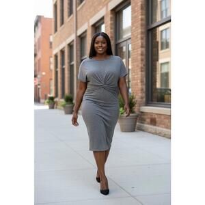 IRO Women's Casual Gray Dress with Knot Detail, Size Large